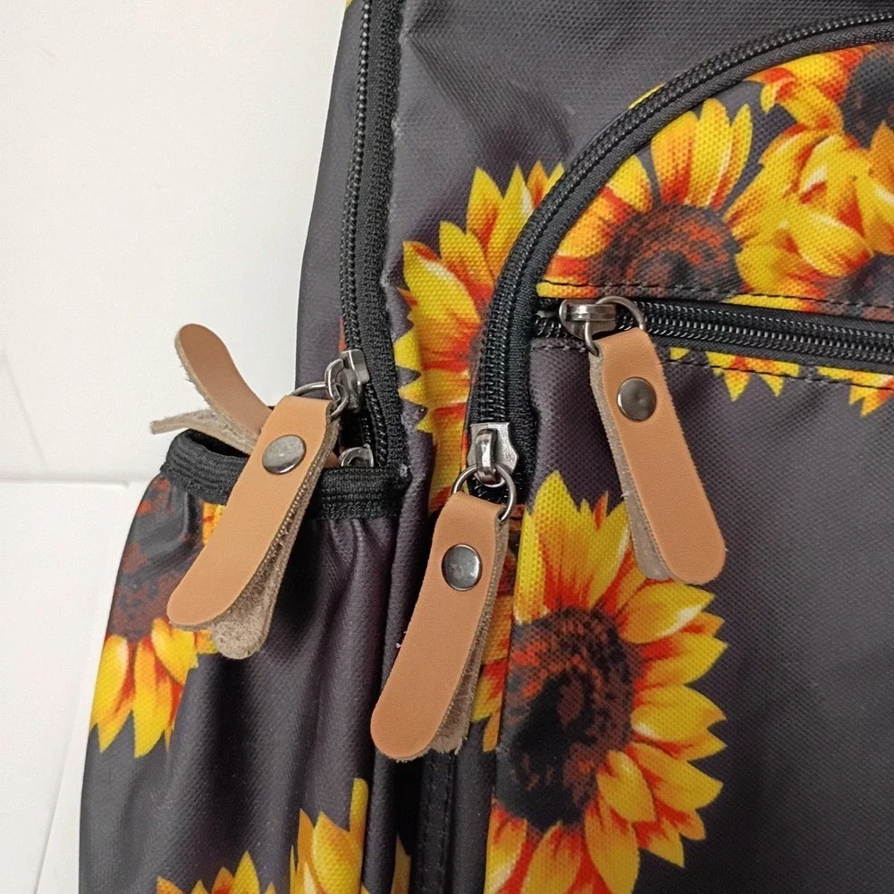 Cute Floral Sunflower Laptop Backpack for Women, Lightweight Book Bag for School